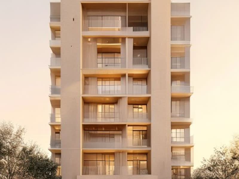 Immeuble moderne en lumière du soir