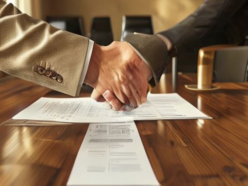 Poignée de main professionnelle au bureau