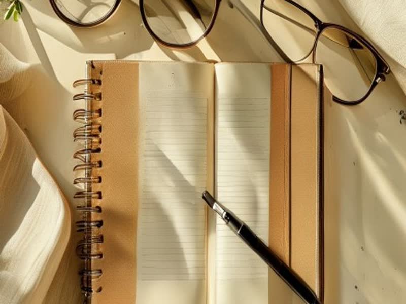 Agenda et stylo plume sur bureau